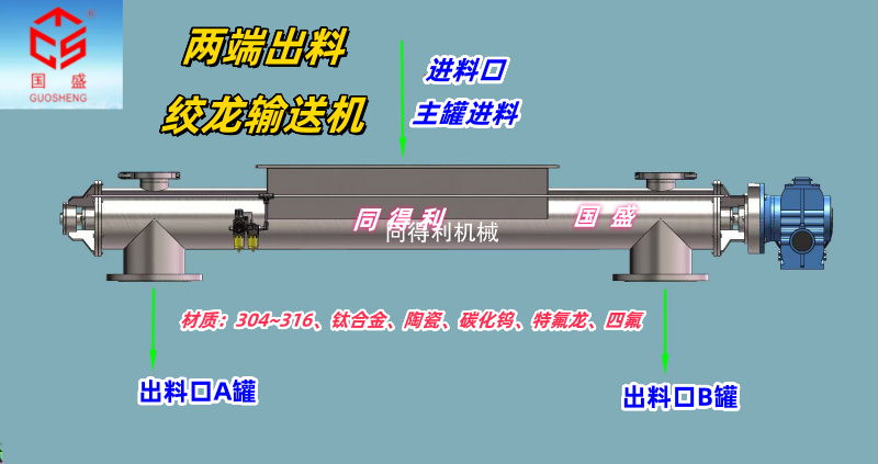 两端出料绞龙螺旋输送机-双向分流